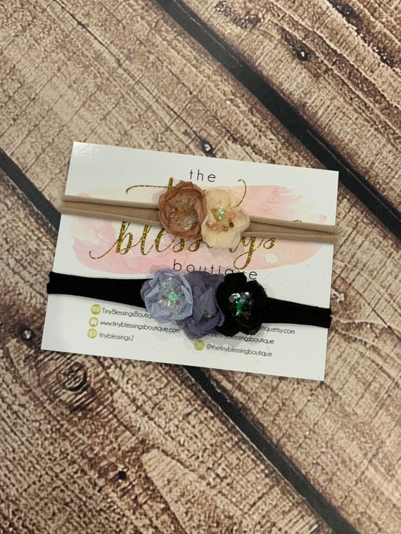 Petite flower Headband / Stretchy Headband / Newborn through Through Toddler Headband / Petite Headband / Baby Girl Headband / Headband Set