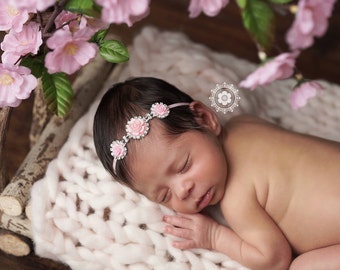 Rosa Blume Strass Stirnband / Strass Stirnband / Baby Mädchen Stirnband / Baby Stirnband / Taufe Stirnband / Stirnband für Fotoshooting