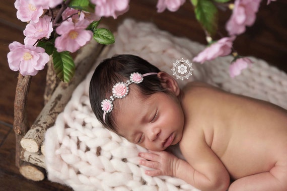 Pink Floral Rhinestone Headband Floral Rhinestone Braided Headband L4805 – Ole main image 3