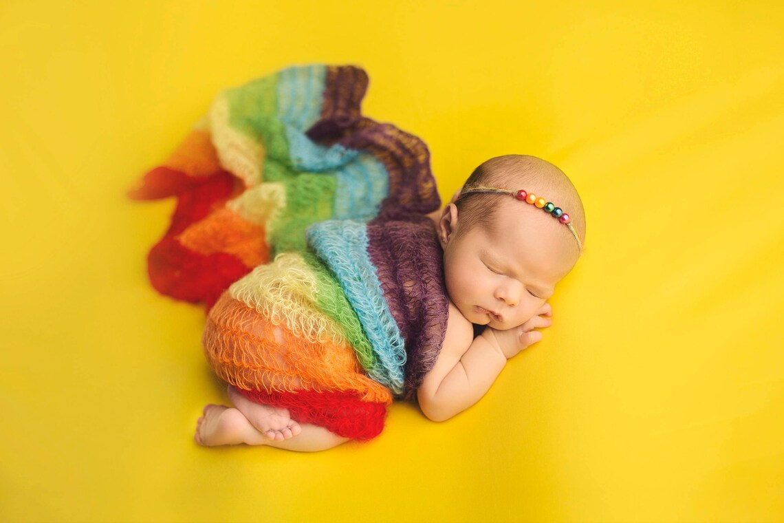 Rainbow Wrap Newborn Photos Newborn Wrap Rainbow Baby Etsy