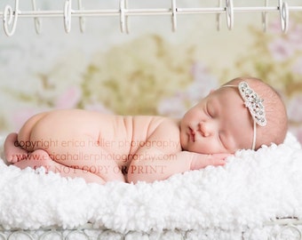Silver Rhinestone Headband / Crown Headband / Baby Girl Headband / Baby Headband / Baptism Headband / Christening Headband / Baby Girl