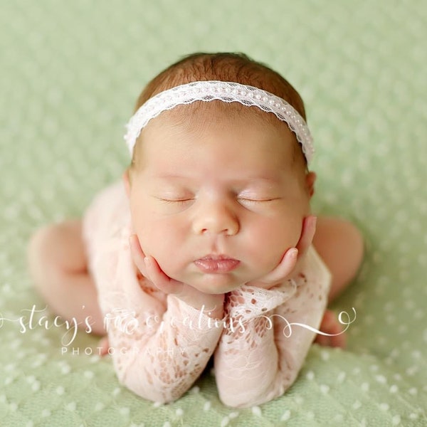 Lace Romper and Bonnet / Newborn Romper / Newborn Lace Romper / Ivory Lace Newborn Romper / Lace Bonnet / Newborn Photo Prop / RTS