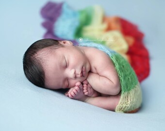 Rainbow Mohair Wrap, Newborn Photo Prop, Newborn Wrap, Mohair Wrap, Rainbow Prop, Rainbow Baby