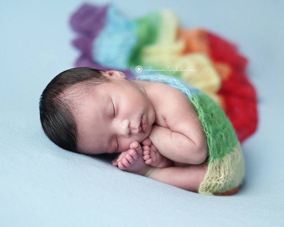 Rainbow Mohair Wrap, Newborn Photo Prop, Newborn Wrap, Mohair Wrap, Rainbow Prop, Rainbow Baby