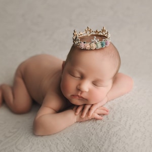 Rainbow Newborn Rhinestone Crown / First Birthday Crown / Baby Shower Gift / Newborn Photo Prop / Baby Girl Crown / Tiara / Rainbow Baby