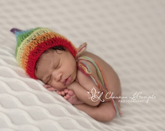 Rainbow Bonnet / Rainbow Baby Prop / Rainbow Baby Newborn Prop / Knit Rainbow Bonnet / Knit Baby Bonnet / Knit Newborn Bonnet