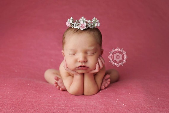 Austrian Crystal Rhinestone Crown, Princess Crown, Newborn Crown, Newborn Baby Prop, Mini Crown, Newborn Photo Prop, Pink Crown