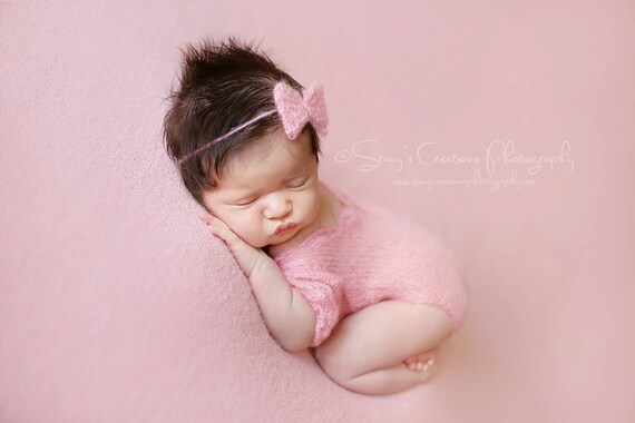 Pink Mohair Romper and Tie Back / Photo Prop / Mohair Photo Prop / Mohair Romper / Newborn Photo Prop / Mohair Tie Back Pink Romper / RTS