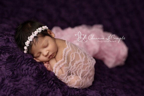 Pink Floral Rhinestone Headband, Newborn Rhinestone Headband, Newborn Headband, Simple Headband Baby Headband, Photo Prop, Newborn Prop