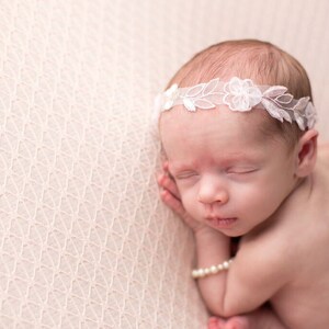 Pearl Headband / Blush Headband / Baby Girl Headband / Beaded Headband / Christening Headband / Baptism / Newborn Photography Prop