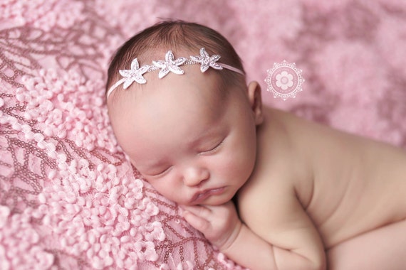 READY TO SHIP, Pink Rhinestone Starfish Headband, Starfish Headband, Beach Headband, Photo Prop, Rhinestone Headband
