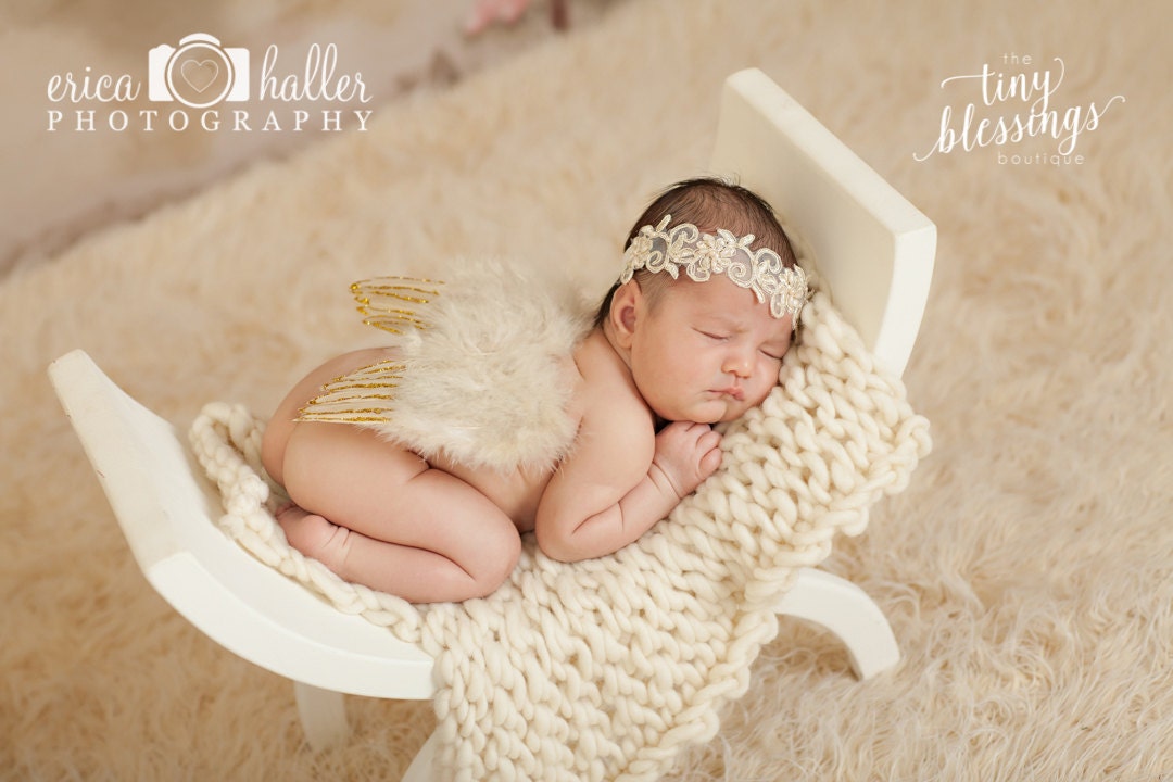 Set De Alas De ángel Y Diadema Para Bebé Y Niña Pequeña – Accesorio Para Sesiones De Fotos – Blanco Con Plumaje Ligero