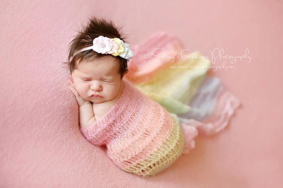 Rainbow Mohair Wrap, Newborn Photo Prop, Newborn Wrap, Mohair Wrap, Rainbow Prop, Rainbow Baby, Pastel Rainbow Wrap