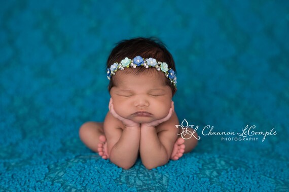 Blue Ombre Floral Rhinestone Halo, Newborn Rhinestone 
