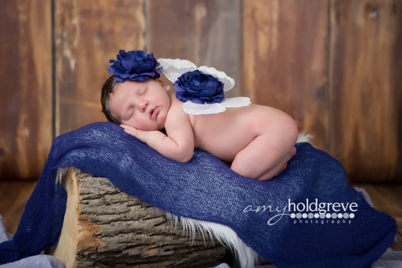 White and Navy Butterfly Wing Set, Newborn Wings, Newborn Wing Prop, Baby Wing Prop, Newborn Photo Prop, Newborn Butterfly Wings