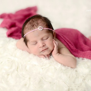Stunning Fit for a Queen Newborn Pink Rhinestone Petite Sparkle Tie Back Baby Headband Halo Baby Crown Photo Prop