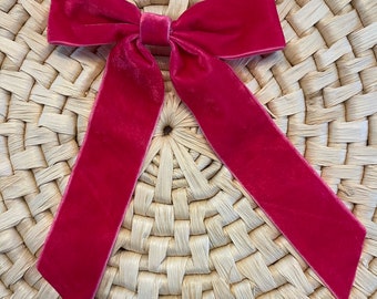Fiocco di velluto / Fiocco di velluto con code lunghe / fiocco di nastro di velluto a coda lunga di lusso / fiocco lungo di velluto petite / regalo per lei / diversi colori