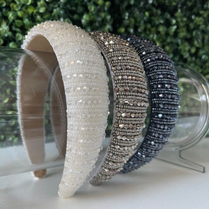 Beaded Padded Headband for Women / Statement Headband / Jeweled Headband / Crystal Headband / Rhinestone Headband / Gift for Friend