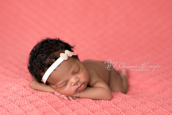 Pearl Bow Headband / Petite Bow Headband / Newborn Headband / Petite Headband / Baby Girl Headband / Christening Headband / Baptism Headband