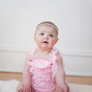 Rhinestone Headband / Baby Girl Headband / Rhinestone Tie Back / Baptism Headband / Newborn Headband / Newborn Photo Prop / Baby Headband