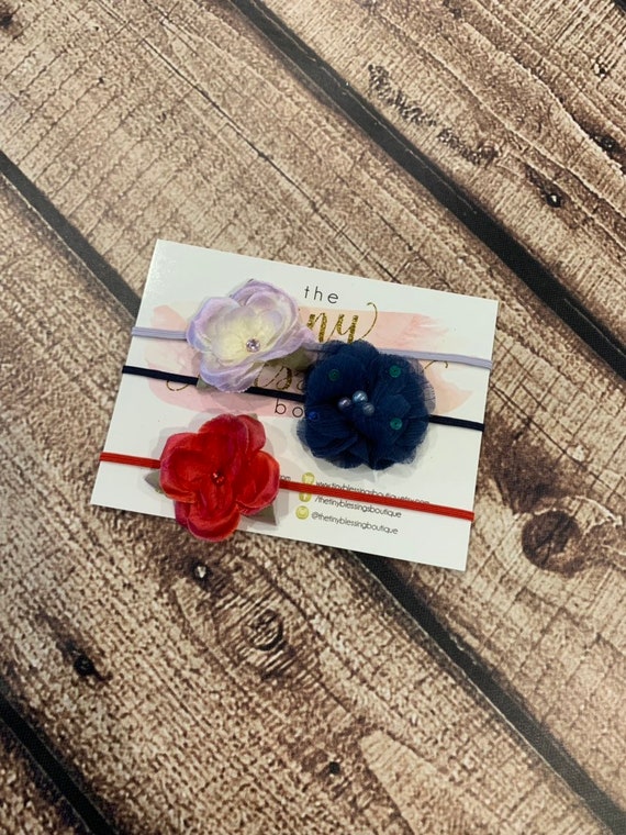 Petite flower Headband / Stretchy Headband / Newborn through Through Toddler Headband / Petite Headband / Baby Girl Headband / Headband Set