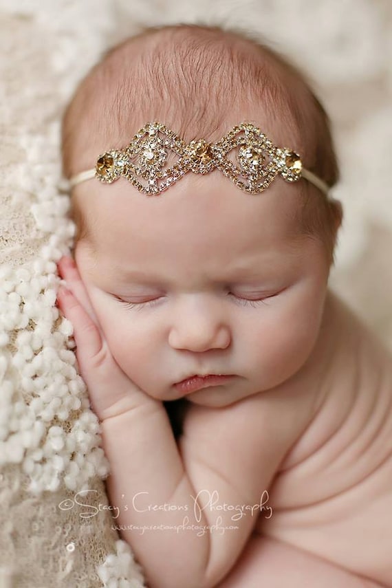 Rhinestone Embellished Headband Champagne New Rhinestone Embellished Satin Headband: Special Occasion Hair  main image 4