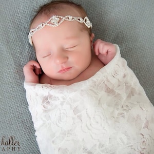 Silver Rhinestone Headband / Rhinestone Headband / Baby Girl Headband / Baby Headband / Baptism Headband / Christening Headband / Baby Girl