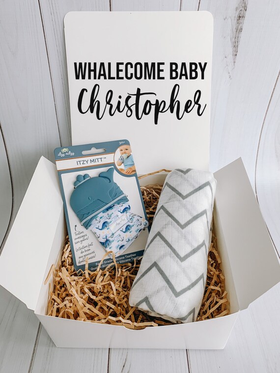 New Baby Gift Box / Funny Baby Gift / Nautical Gift / Baby Boy Gift / Baby Shower Gift / Quarantine Gift Box / Whale Baby Gift