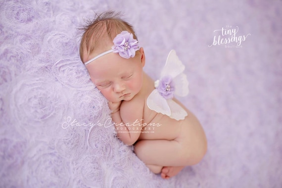 White and Lavender Mini Butterfly Wing Set, Newborn Wings, Newborn Wing Prop, Baby Wing Prop, Newborn Photo Prop, Newborn Butterfly Wings