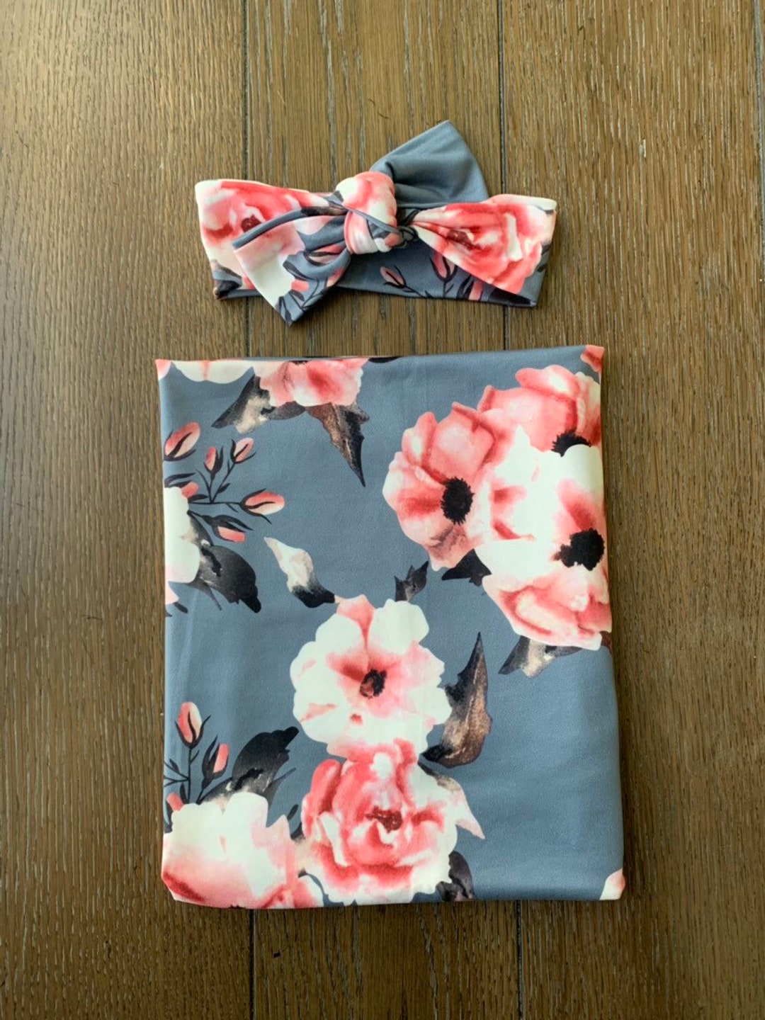 Knit Swaddle Blanket / Knot Headband / Headband Swaddle Set