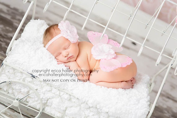 READY TO SHIP, Baby Pink Butterfly Wing Set, Newborn Wings