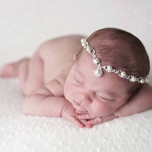 Baptism Headband Christening Headband Baby Rhinestone Etsy