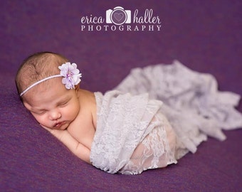 Elaina Collection Strass Parelbloem in Lavendel Babyhoofdband of Clip Mooie pasgeboren fotoprop Baby Peuter