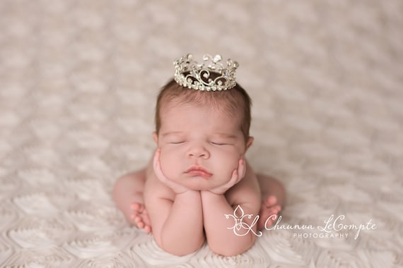Austrian Crystal Rhinestone Crown, Princess Crown, Newborn Crown, Newborn Baby Prop, Mini Crown, Newborn Photo Prop, Aubree