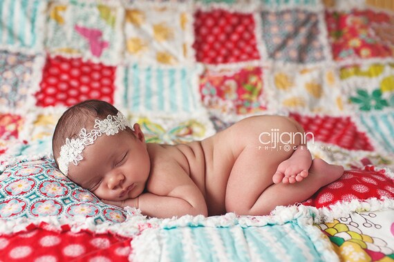 Nadia Off White Ivory Lace Pearl Headband Halo Tiara Beautiful Newborn Photo Prop Baby Headband