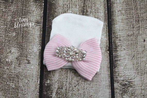 Rhinestone Newborn Hat, Newborn Hat, Baby Hat, Hospital Hat, Newborn Coming Home Outfit, Newborn Hospital Hat, Newborn Hat