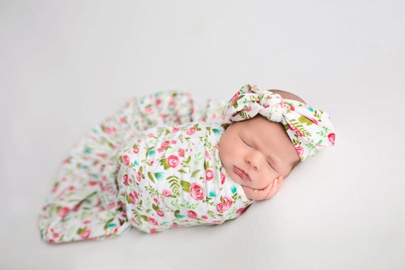 Knit Swaddle Blanket, Knot Headband, Headband Swaddle Set, Lightweight Baby Blanket, Swaddling Blanket, Knit Blanket, Soft Baby Blanket,