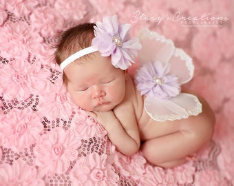 White and Lavender Butterfly Wing Set, Newborn Wings, Newborn Wing Prop, Baby Wing Prop, Newborn Photo Prop, Newborn Butterfly Wings