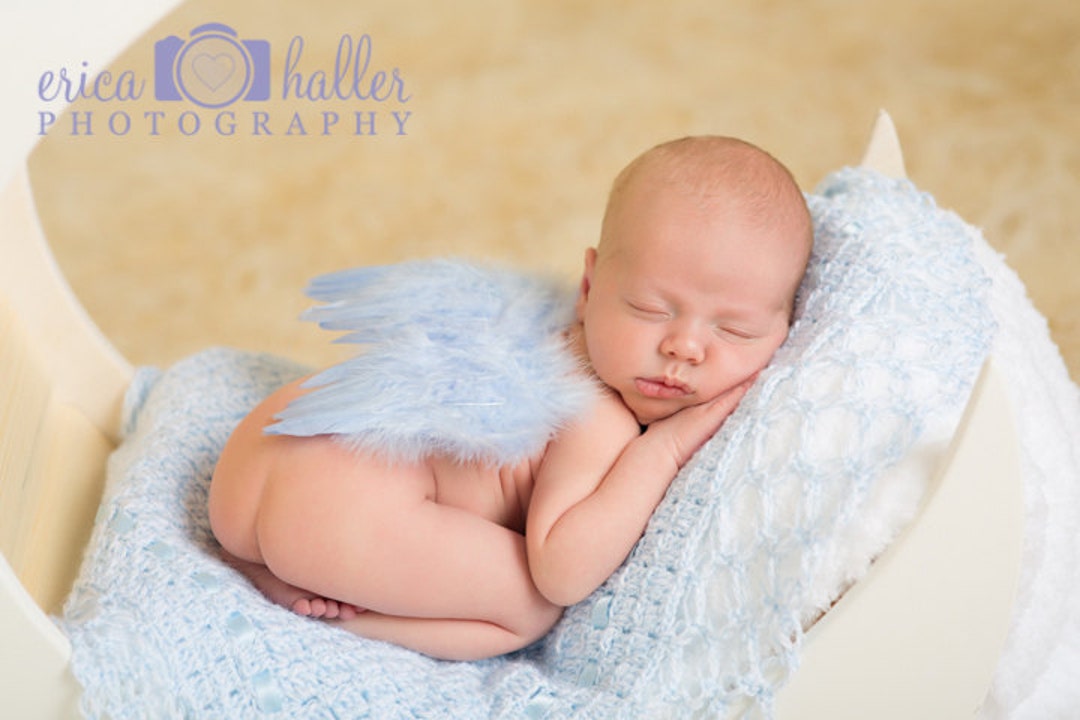Blue Baby Wings / Baby Angel Wing Set / Baby Boy Angel Wings / Blue