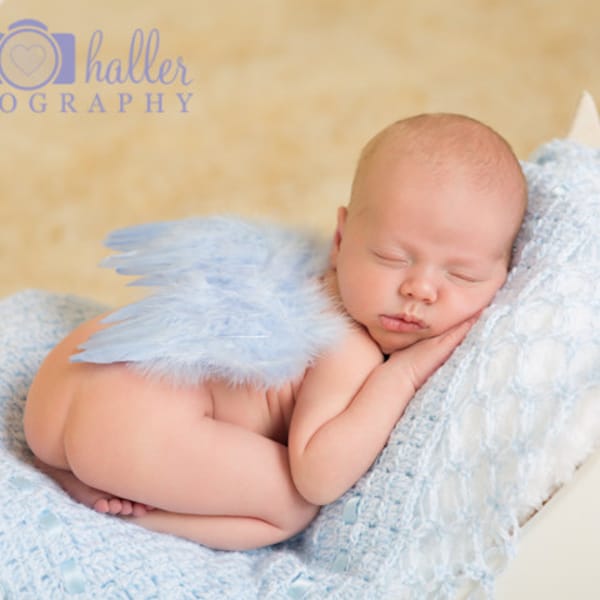 Blue Baby Wings / Baby Angel Wing Set / Baby Boy Angel Wings / Blue Angel Wings / Newborn Photo Prop / Newborn Wing / Newborn Angel Costume