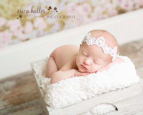 Pearl Beaded Headband, Newborn Headband, Newborn Photo Prop, Baptism Headband, Christening Headband, Baby Headband