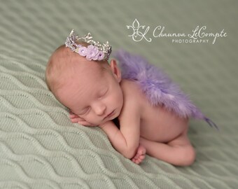 Lavender Baby Wing Set / Baby Angel Wing Set / Rhinestone Crown / Angel Wings / Newborn Photo Prop / Newborn Wing / Newborn Angel Costume