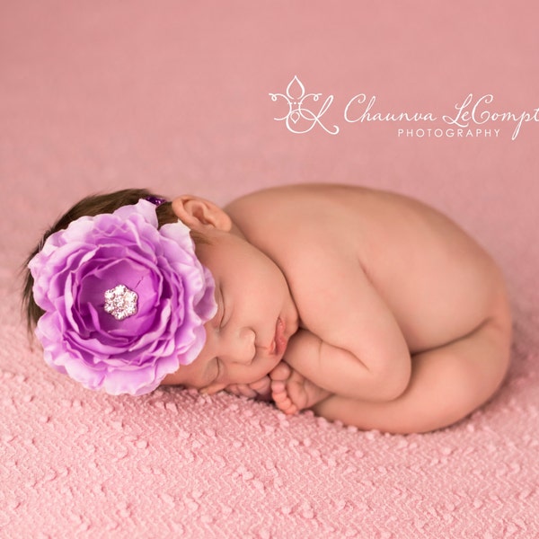 Delaney, Lavender Headband, Lavender Flower Headband, Baby Girl Headband, Baby Headband, Photo Prop, Newborn Prop, Baby Girl Photo Prop
