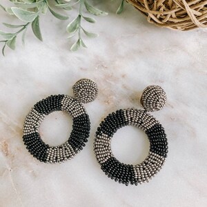 Beaded Circle Earrings for Women / Statement Earrings / Beaded Earrings / Seed Bead Earrings / Gift for Friend / More Colors Available