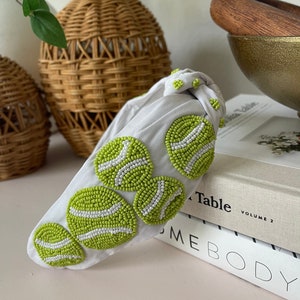 Tennis Top Knot Headband for Women / Statement Headband / Tennis Beaded Headband / Gift for Friend / Tennis Headband