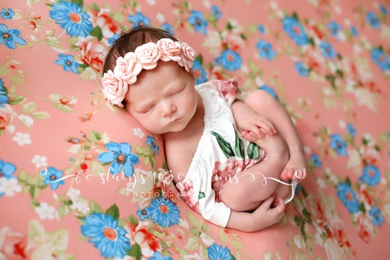 Off the Shoulder Newborn Romper / Rose Romper / Newborn Knit Romper / Newborn Romper / Newborn Knit Outfit / Baby Girl Prop / Floral Romper