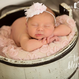 The Sierra in White and Baby Pink Baby Headband or Clip Beautiful Newborn Photo Prop Baby Toddler Adult