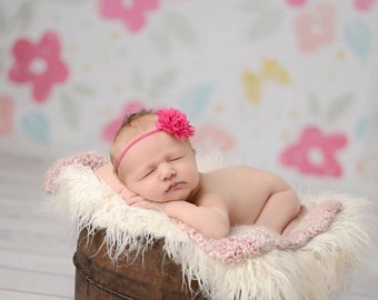 READY TO SHIP, Hot Pink Flower Headband, Newborn Photo Prop, Baby Headband, Simple Headband, Newborn Headband, Flower Headband, Amelia