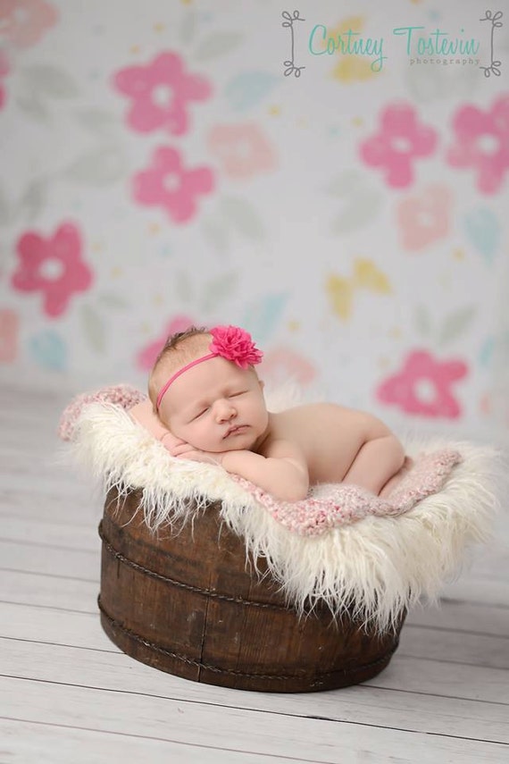 READY TO SHIP, Hot Pink Flower Headband, Newborn Photo Prop, Baby Headband, Simple Headband, Newborn Headband, Flower Headband, Amelia