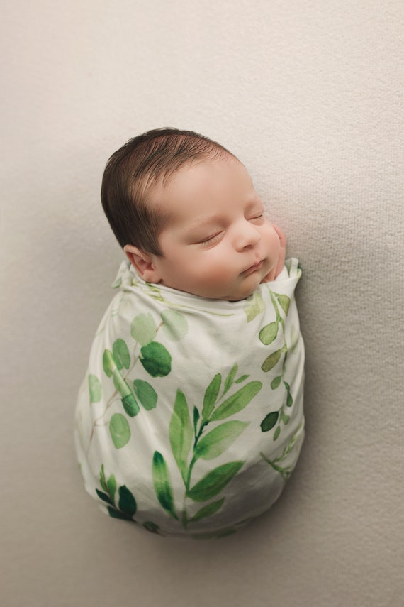 Ivy Floral Swaddle Blanket / Headband Swaddle Set / Lightweight Blanket / Swaddling Blanket / Soft Blanket / Hospital Blanket